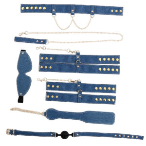 Denim Blue 6 Pieces Bondage Set