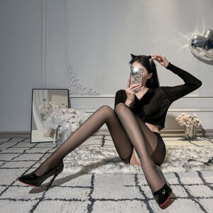 Open-Crotch Pantyhose - Black