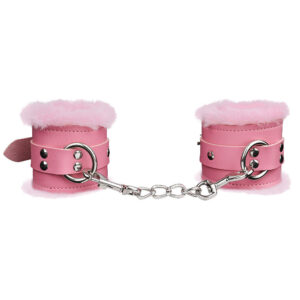 Adjustable Leather Hand Cuffs with Fur